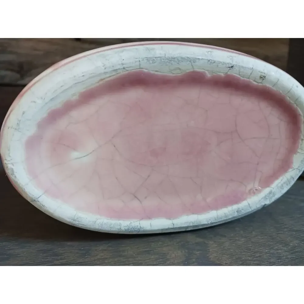 Vtg Art Deco USA Pottery Blue Pink Horn of Plenty Cornucopia